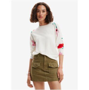 White women's floral sweater Desigual Demis - Women