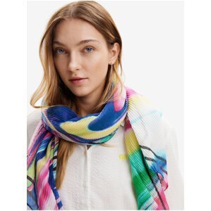 Women's Pink and Blue Patterned Scarf Desigual Powercolor Rectangle - Women