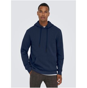 Dark blue mens basic hoodie ONLY & SONS Ceres - Men