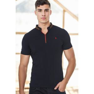 T8571 DEWBERRY ZIPPER MEN'S T-SHIRT-NAVY-2