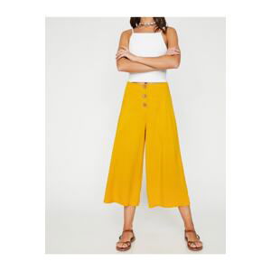 Koton Women's Yellow Normal Waist Short Leg Pants