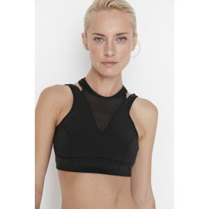 Trendyol Black Support/Sculpting Tulle Detail Sports Bra