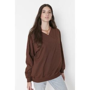 Trendyol Brown Oversize Fit Thin, Knitted Sweatshirt