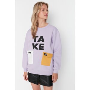 Trendyol Lilac Boyfriend Thick, Fleece Inside, Pocket Detailed Knitted Sweatshirt