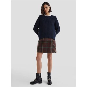 Burgundy women's plaid skirt with wool blend Tommy Hilfiger - Women