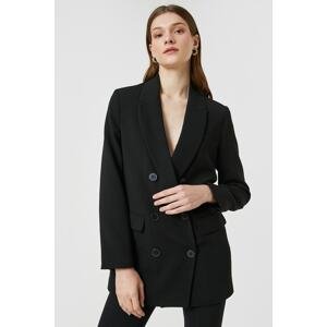 Koton Women's Flap Pocket Detailed Double Breasted Buttoned Blazer Jacket