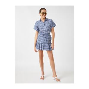 Koton Ruffled Mini Check Skirt with Elastic Waist