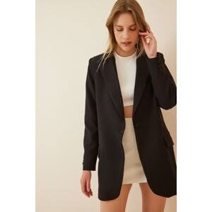 Happiness İstanbul Women's Black Shawl Collar Oversized Blazer Jacket