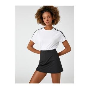 Koton Slit Detailed Sports T-Shirt with Stripes across the Shoulders.