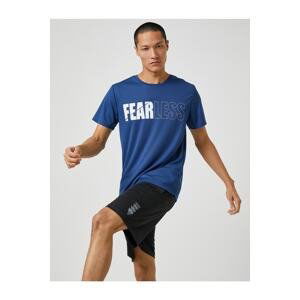 Koton Sports T-Shirt with Motto Printed Crew Neck Breathable Fabric.
