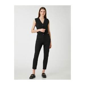 Koton Crop Cigarette Pants with Pocket, Normal Waist