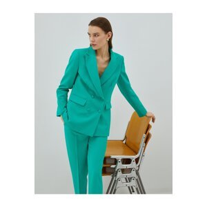 Koton Double Breasted Buttoned Blazer Jacket with Flap Pocket Detailed