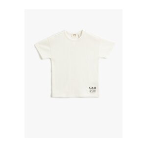 Koton Basic T-Shirt with Short Sleeves Label Detail Textured