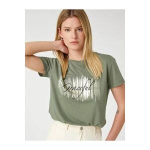 Koton Shiny T-Shirt with a Printed Short Sleeves Crew Neck