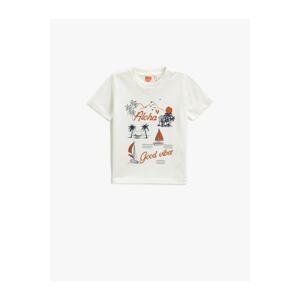 Koton Nature Themed Printed T-Shirt Short Sleeve Crew Neck