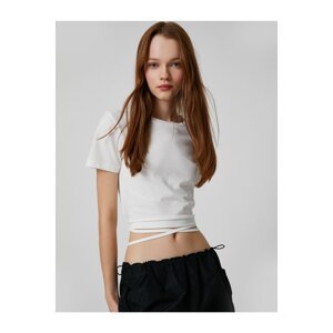 Koton Crop T-Shirt with Tie Detail Crew Neck Short Sleeves