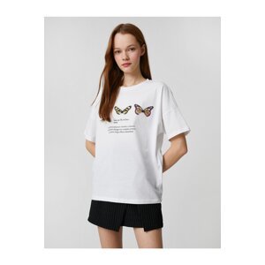 Koton Motto Printed T-Shirt Crew Neck Short Sleeved