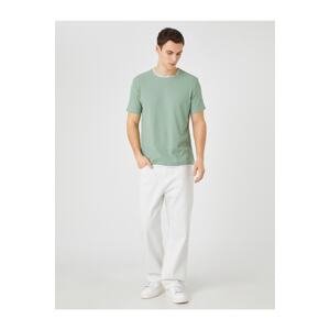 Koton Basic Woven T-Shirt Crew Neck Short Sleeve Slim Fit