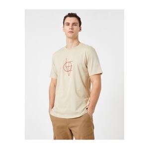 Koton vyšívané geometrické tričko, crew krk krátky rukáv