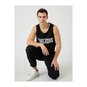 Koton Slogan Printed Sleeveless T-Shirt Crew Neck Cotton