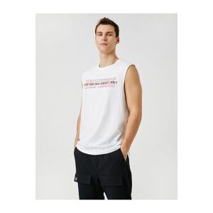 Koton Slogan Printed Sleeveless T-Shirt, Crew Neck