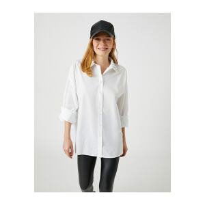 Koton Oversized Shirt Collar Staples Detailed