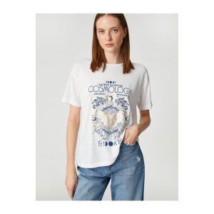 Koton Horoscope Printed T-Shirt Crew Neck