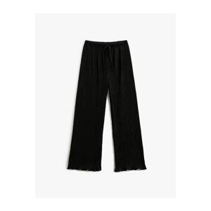 Koton Pleated, Wide Leg Trousers with Tie Waist, Comfortable Cut.