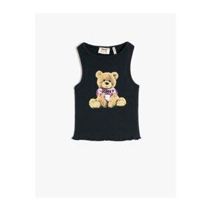 Koton Undershirt Crop Sleeveless Teddy Bear Printed Slim Fit