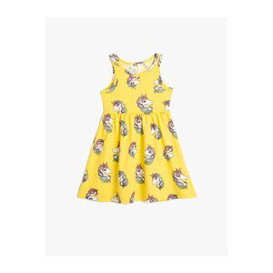 Koton Combed Cotton Dress Sleeveless Round Neck Unicorn Printed Cotton