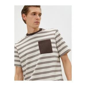 Koton Crew Neck T-Shirt Textured Pocket Detail Short Sleeve