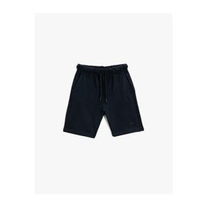 Koton Basic Shorts with Tie Waist Pockets and Crab Embroidery Detail