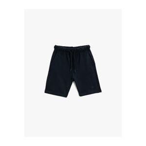 Koton Basic Shorts with Tie Waist Pockets and Crab Embroidery Detail