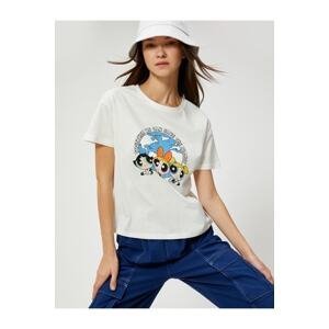 Koton The Powerpuff Girls T-Shirts with a Printed Licensed Short Sleeve Crew Neck