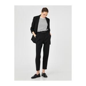 Koton Belted Carrot Trousers Pleated Pocket