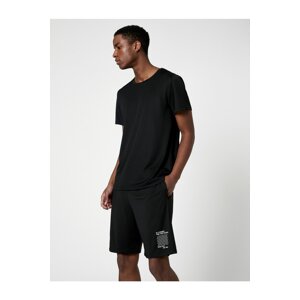 Koton Sports Shorts Waist Laced Pocket Slogan Printed