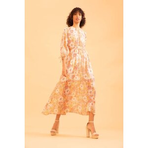 DEFACTO A Cut Long Sleeve Floral Print Maxi Dress