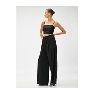 Koton Wide Leg Trousers Linen Blend