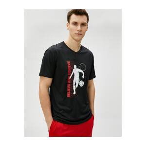 Koton Sports T-Shirt with Basketball Print V-Neck Short Sleeve