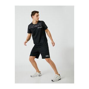 Koton Sports Shorts Lace-Up Waist Slogan Printed with Pocket Detail.