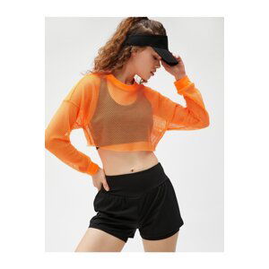 Koton Crop Mesh Sports T-Shirt Long Sleeve