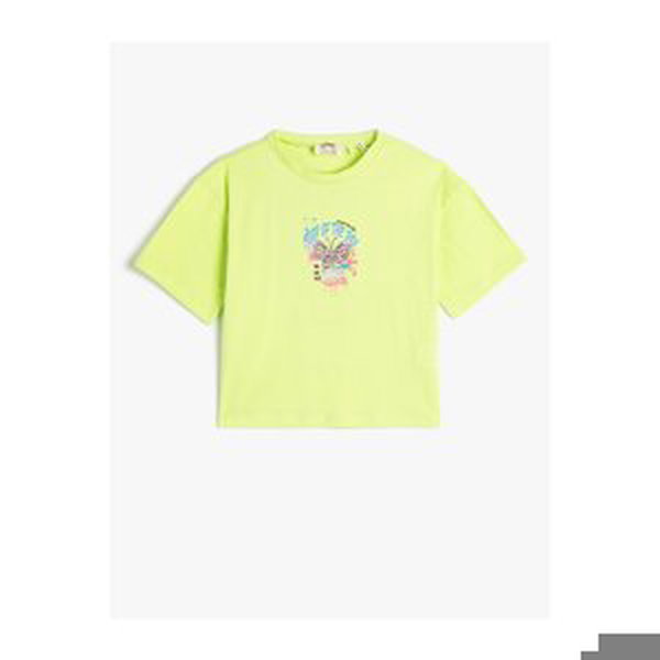 Koton T-Shirt Short Sleeve Crew Neck Butterfly Printed Cotton