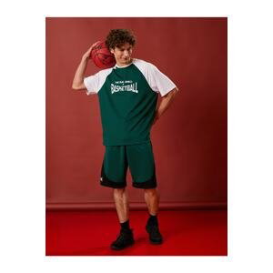 Koton Oversize Hooded Sports T-Shirt Basketball Printed Raglan Sleeve