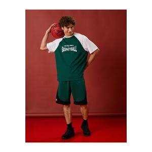 Koton Oversize Hooded Sports T-Shirt Basketball Printed Raglan Sleeve