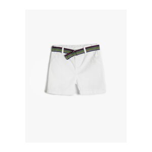 Koton Shorts with Belt Detail, Pockets, Cotton, Adjustable Elastic Waist