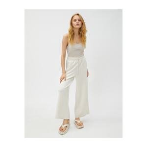 Koton Wide Leg Trousers. Soft Textured Modal Blend.