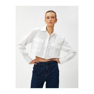 Koton Long Sleeve Cotton Crop Shirt with Pocket