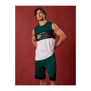 Koton Oversize Sports Tank Sleeveless Basketball Printed Color Block Breathable Fabric