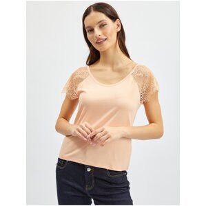 Orsay Apricot Womens T-shirt with lace - Women