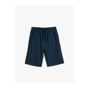 Koton Basic Shorts with Tie Waist, Textured Pocket.